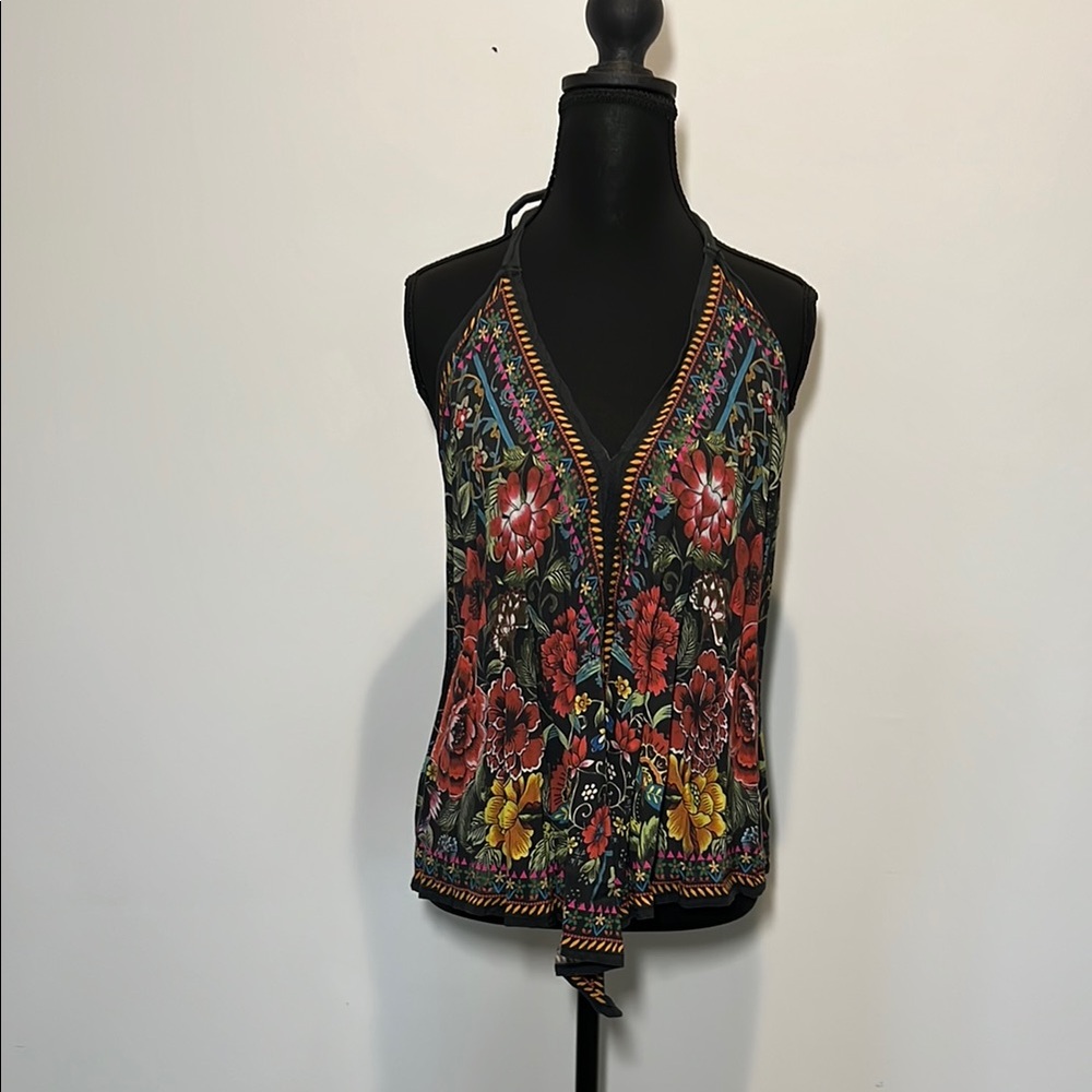 NATURAL LIFE Multicolor Floral Halter Tank Top